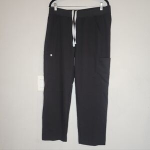Figs LS Axim Cargo Black Scrub Pants Pull On Men's Size Large Short